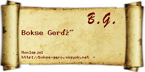 Bokse Gerő névjegykártya